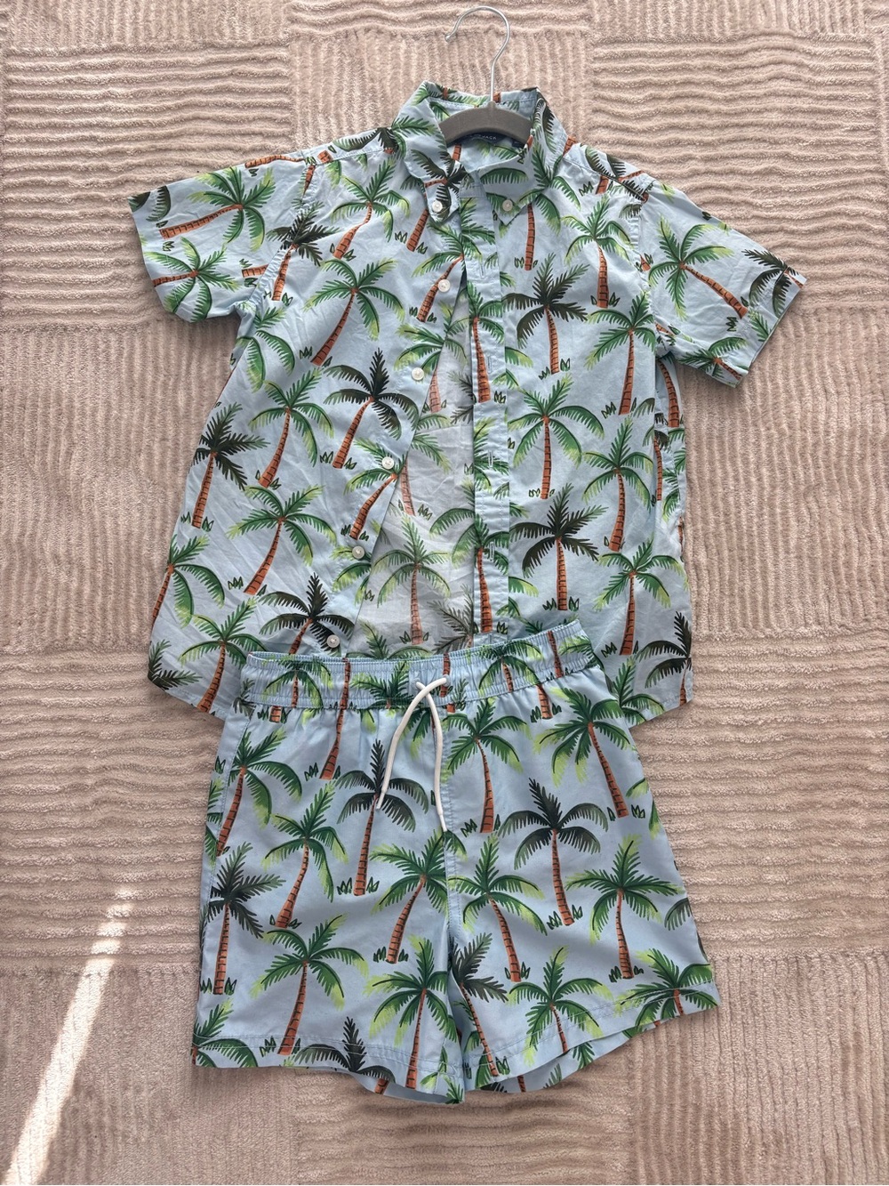 Janie and Jack Light Blue Palm Tree Matching Set